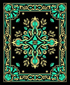 Black Teal Gold Baroque Medallion Rug