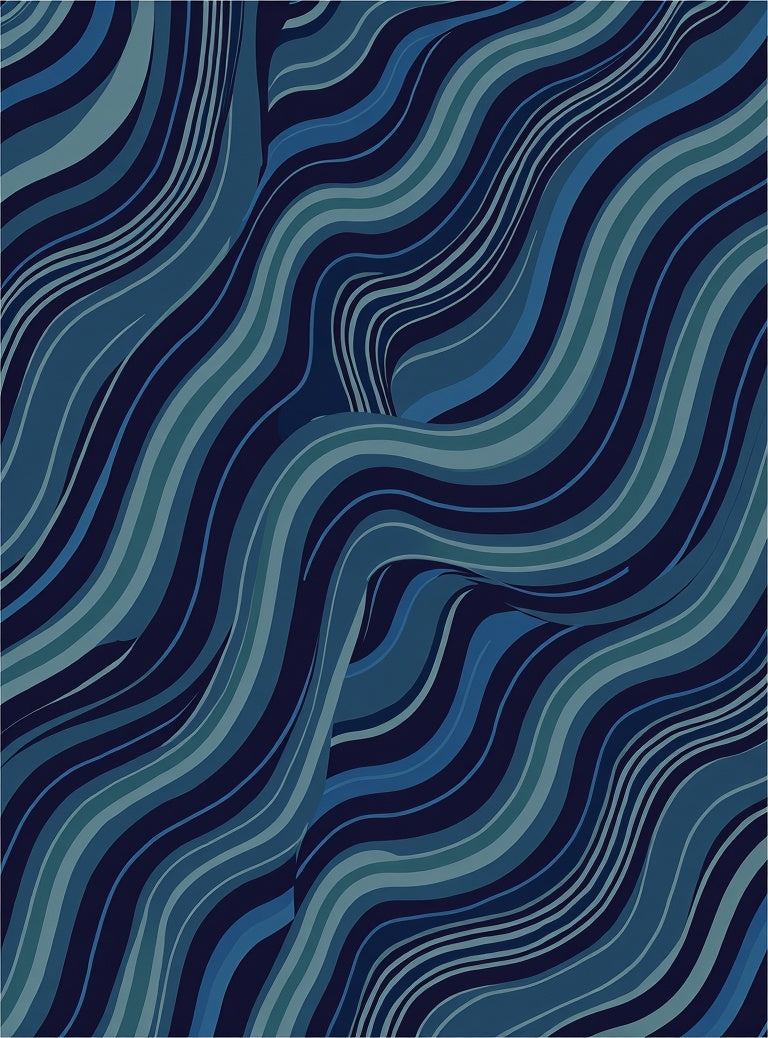 Blue Wave Pattern Abstract Rug