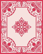 Ornate Red Floral Medallion Pattern Rug