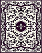 Ornate Scrollwork Floral Mandala Rug