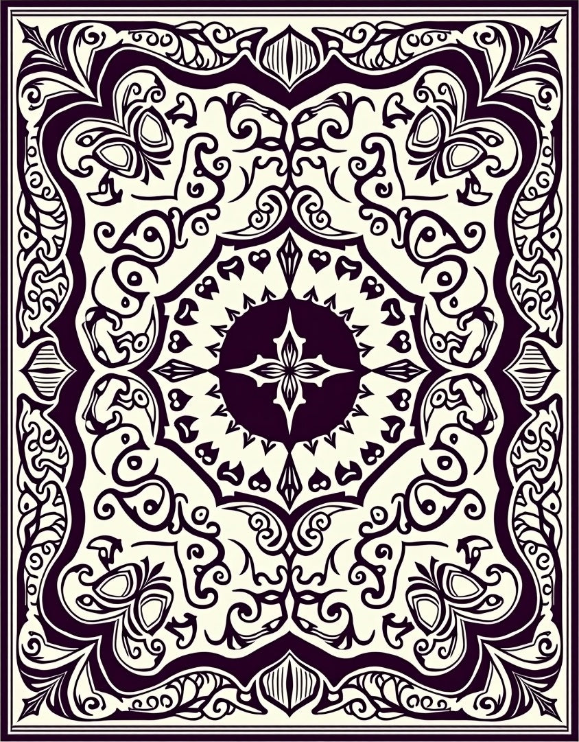 Ornate Scrollwork Floral Mandala Rug