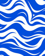 Abstract Blue And White Flowing Waves Pattern Rug