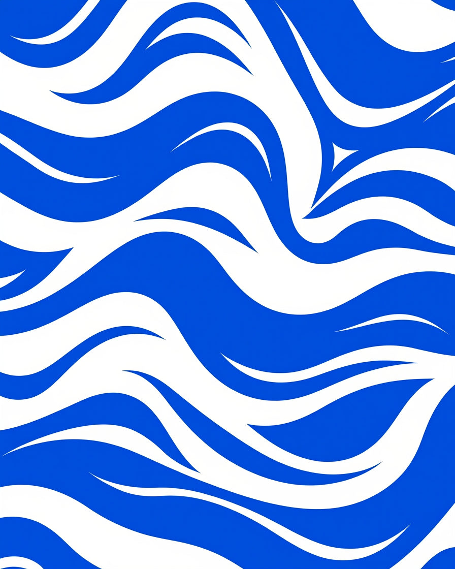 Abstract Blue And White Flowing Waves Pattern Rug