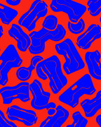 Abstract Blue Blob Pattern Rug