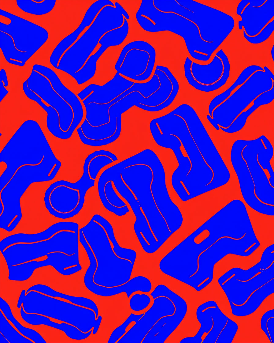Abstract Blue Blob Pattern Rug