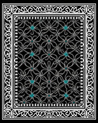 Interlocking Floral Pattern With Teal Accents Rug