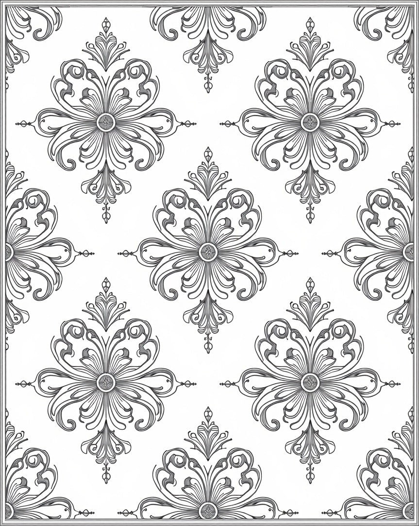 Ornate Filigree Floral Pattern Rug