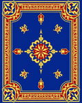 Royal Blue Red Gold Medallion Design Rug