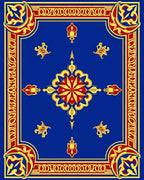 Royal Blue Red Gold Medallion Design Rug