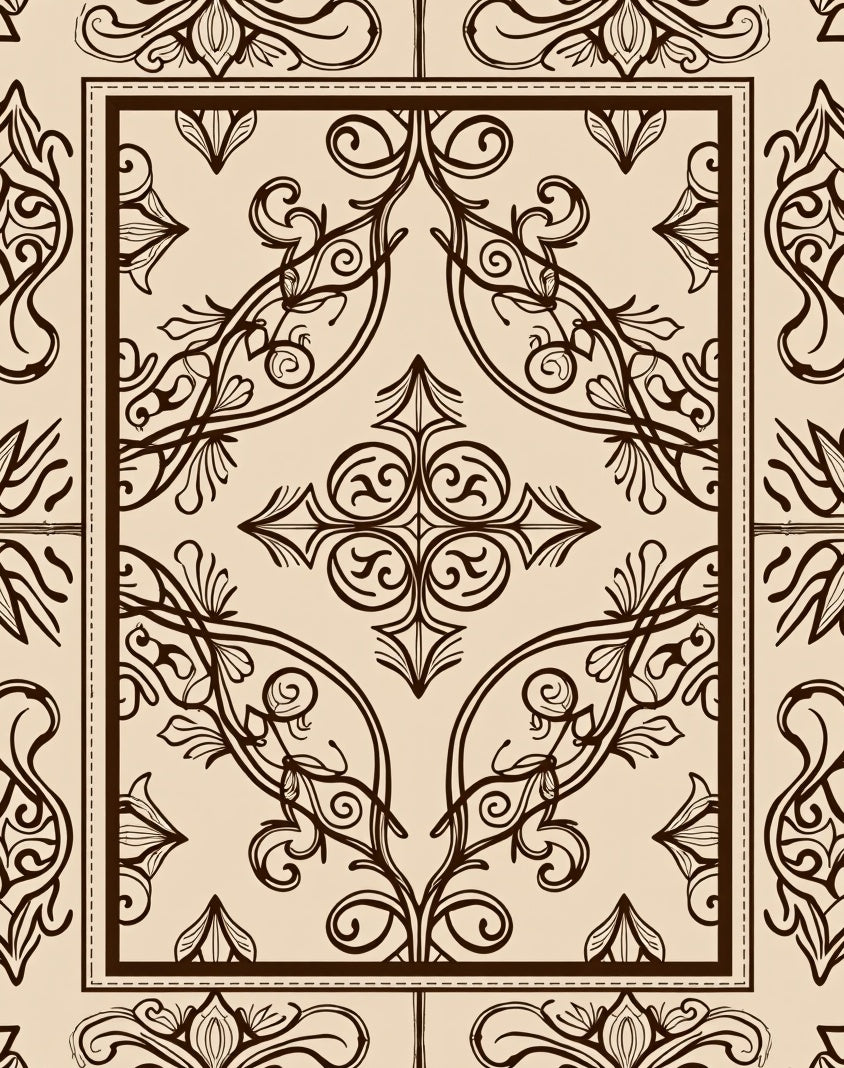 Brown Flourish Traditional Pattern Rug