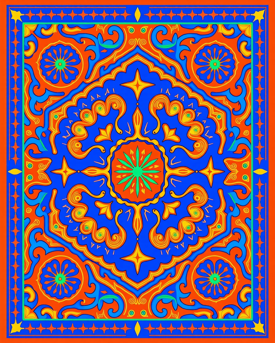 Vibrant 2-Color Mandala Pattern Rug