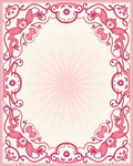 Ornate Pink Floral Corner Pattern Rug