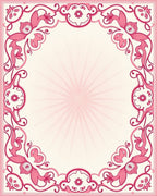 Ornate Pink Floral Corner Pattern Rug