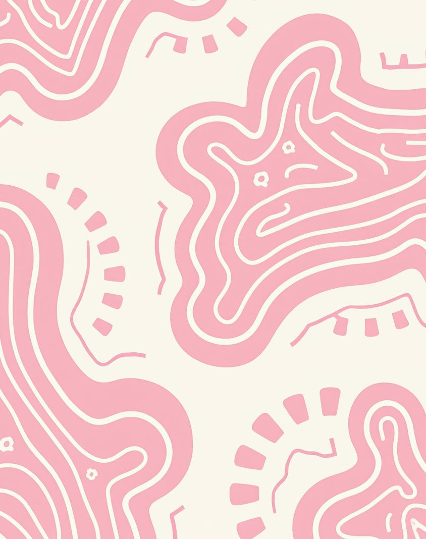 Soft Pink Abstract Organic Lines Rug
