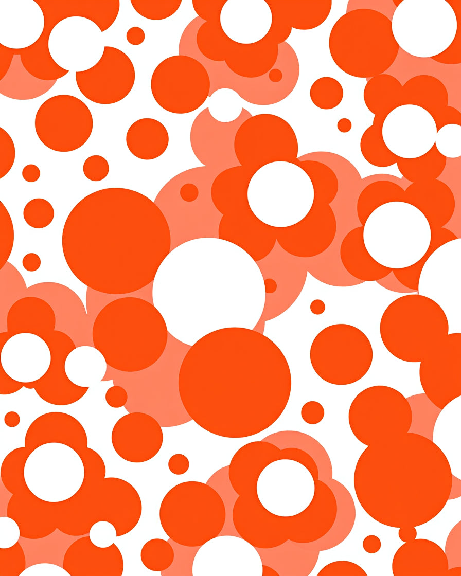 Retro Orange Flower Bubble Design Rug