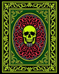 Neon Skull Amidst Floral Mandala Red Rug