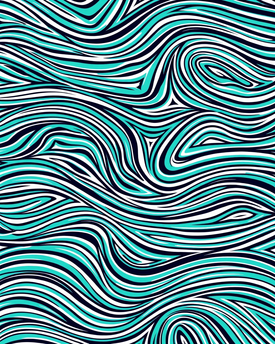 Aqua White Blue Wavy Lines Rug