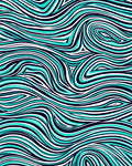 Aqua White Blue Wavy Lines Rug