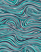 Aqua White Blue Wavy Lines Rug