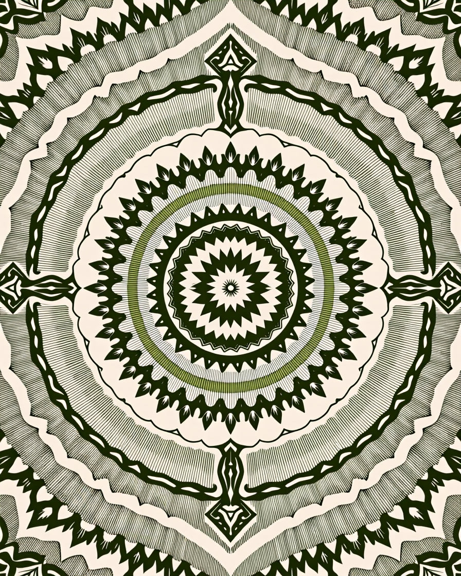 Intricate Teal Green Mandala Pattern Rug