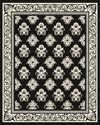 Damask Floral Scrolling Border Pattern Rug