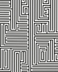 Black White Maze Geometric Pattern Rug