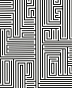 Black White Maze Geometric Pattern Rug