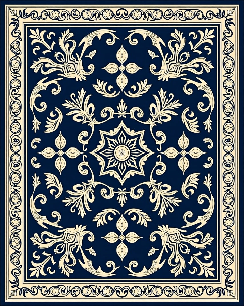 Classic Floral Scroll Pattern Rug