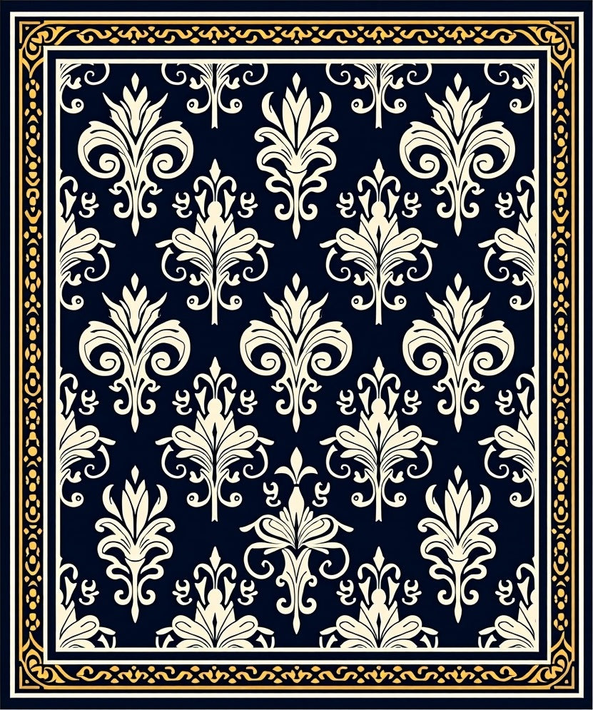 Classic Damask Floral Ornate Rug