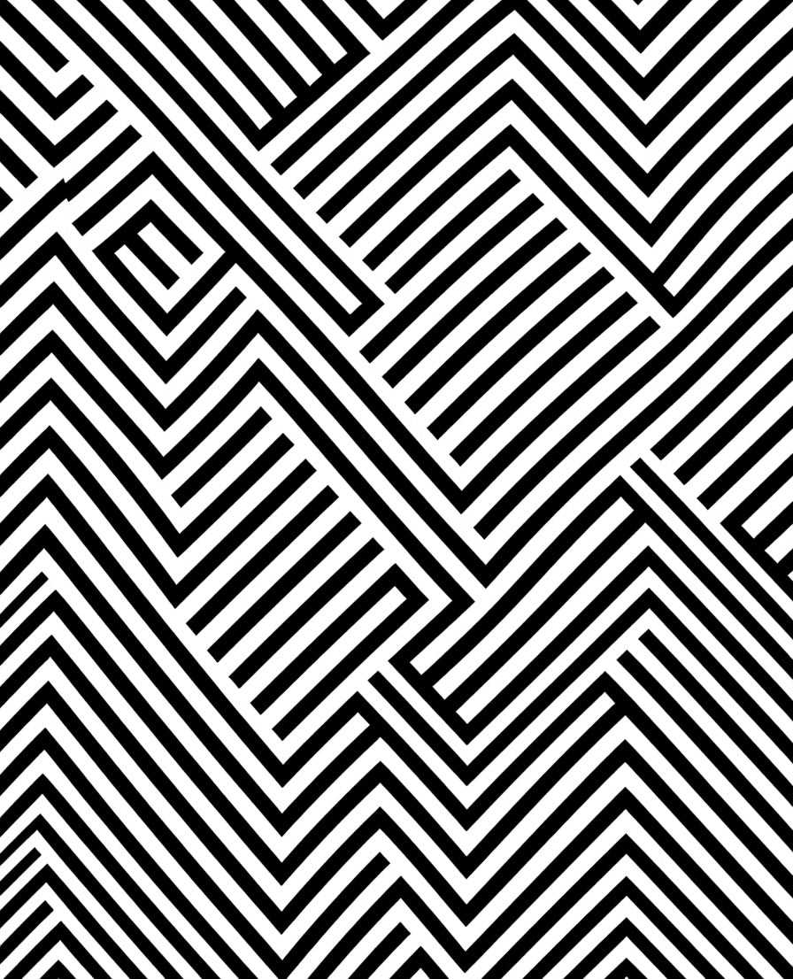 Monochrome Geometric Maze Pattern Rug