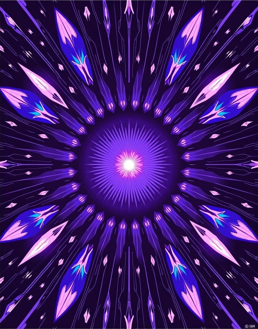 Radiant Violet Geometric Burst Rug