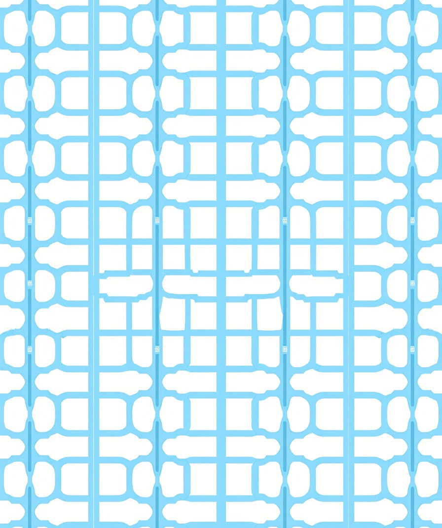 Light Blue Geometric Grid Pattern Rug