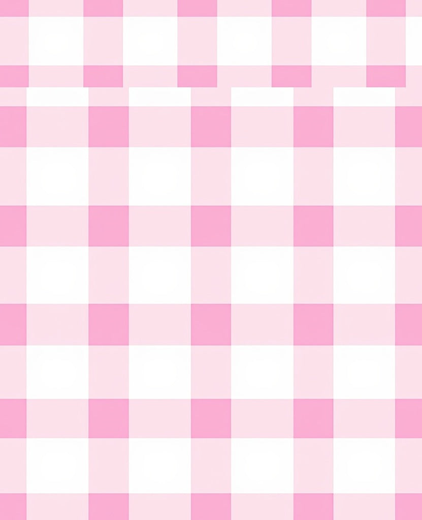 Pink White Gingham Checkered Pattern Rug