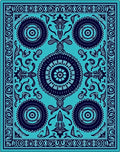 Turquoise Navy Central Medallion Rug