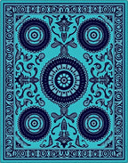 Turquoise Navy Central Medallion Rug