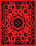 Bold Red Floral Sunburst Ethnic Rug