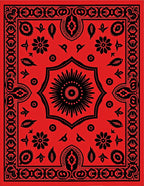 Bold Red Floral Sunburst Ethnic Rug