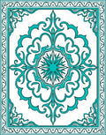Ornate Teal Floral Mandala Pattern Rug