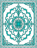 Ornate Teal Floral Mandala Pattern Rug