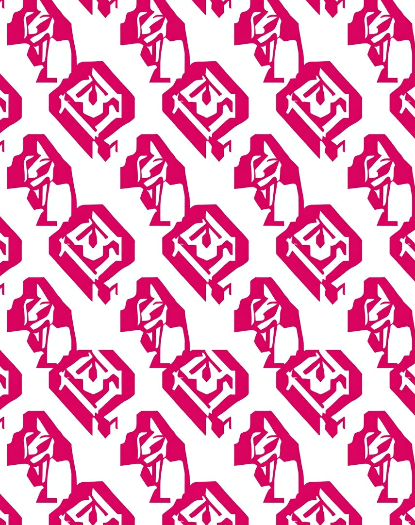 Bold Hot Pink Geometric Abstract Rug