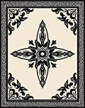 Intricate Black Floral Border Design Rug