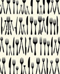 Black Utensils Cream Background Repeat Rug