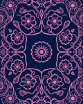 Ornate Pink Floral Symmetry Design Rug