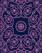 Ornate Pink Floral Symmetry Design Rug