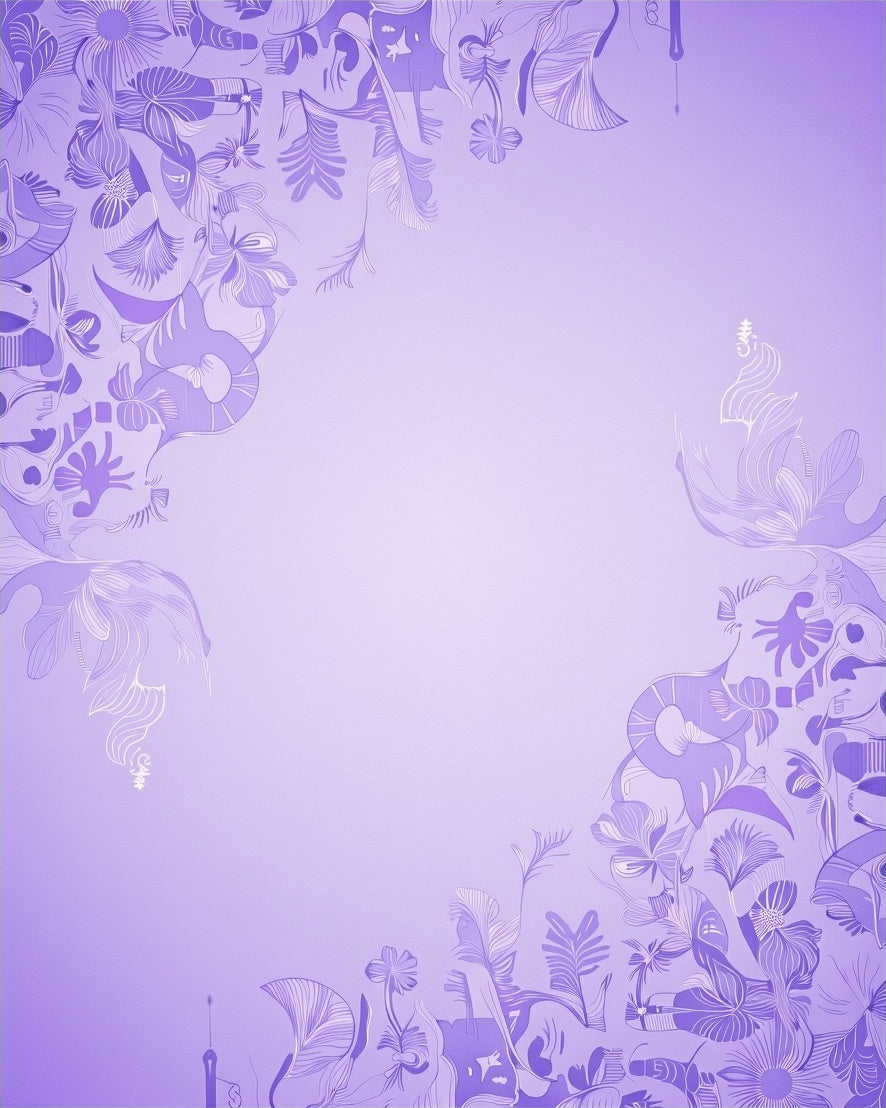Whimsical Lavender Floral Vine Swirl Rug