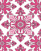 Chic Fuchsia Floral Damask Artwork Rug
