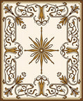 Ornate Brown Gold Floral Border Rug