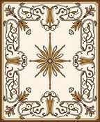 Ornate Brown Gold Floral Border Rug
