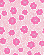 Pink Floral Swirl Pattern Design Rug