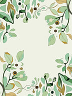 Earthy Green Botanical Abstract Rug